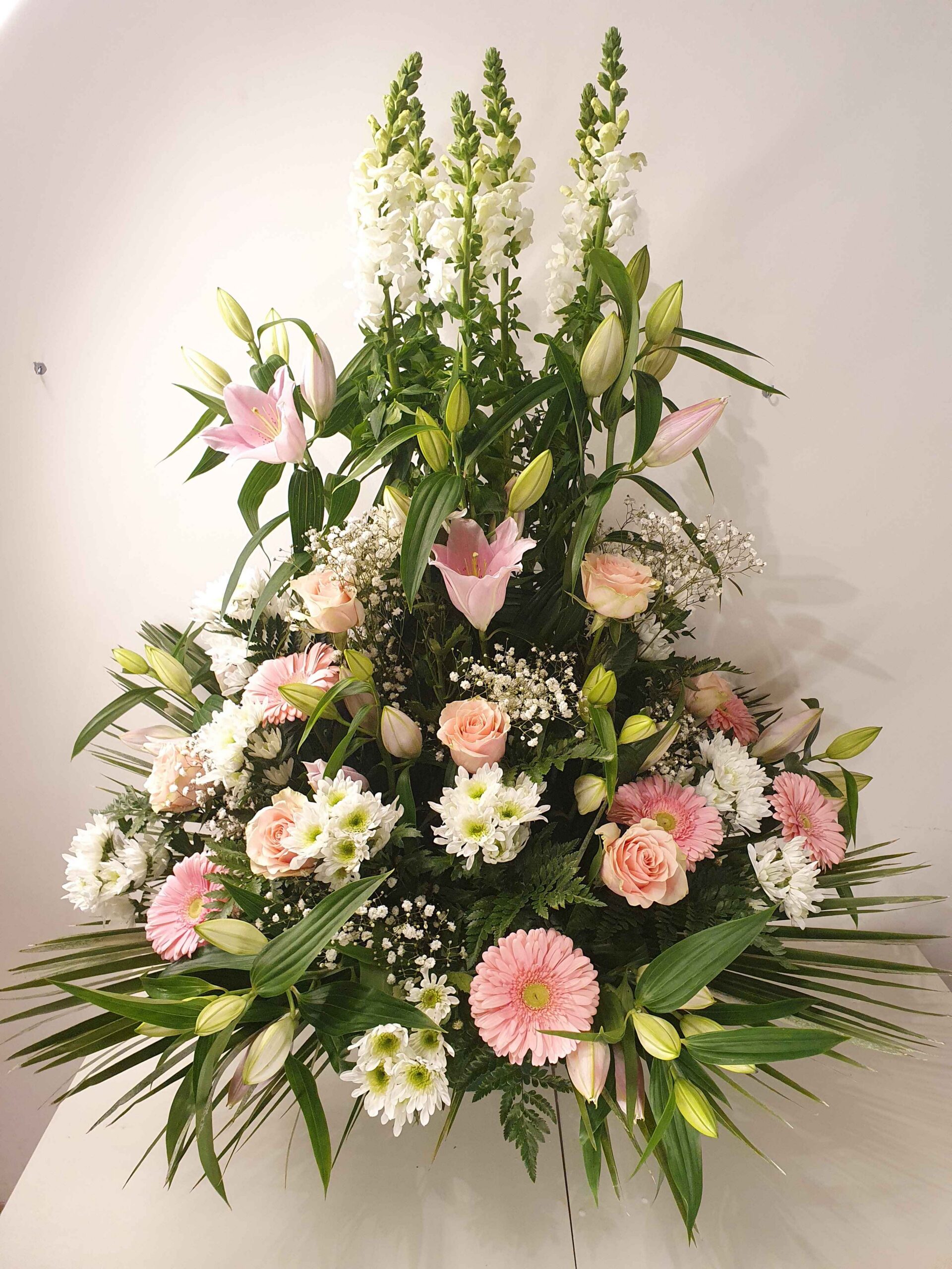 Composizione Funebre bianco rosa
